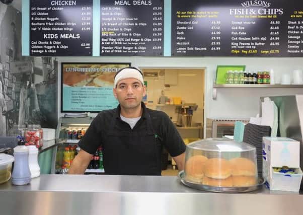 Boss of Wilsons Fish & Chips in Tring Shaban Azam was attacked with a vinegar bottle
