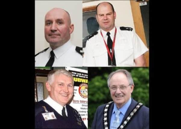 From clockwise, Chief Insp for Dacorum Glen Channer, Neighbourhood Insp for Dacorum George Holland, Berkhamsted & Tring Sgt Peter Huffer and Tring mayor Stephen Hearn speak out on policing in Tring
