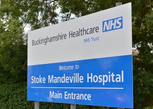The entrance to Stoke Mandeville Hospital