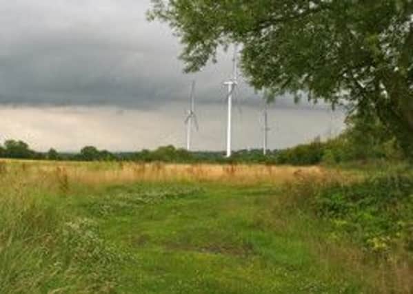 An artist's impression of how the wind turbines in Dorcas Lane, Stoke Hammond, would look