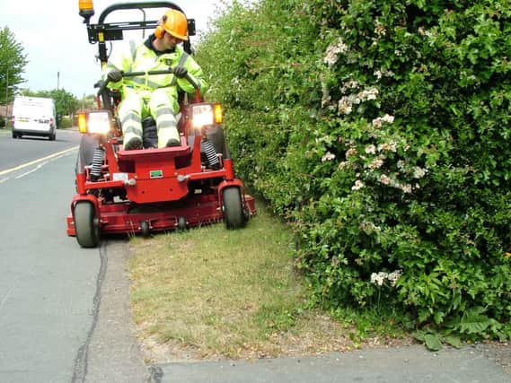 Grass cutting in action