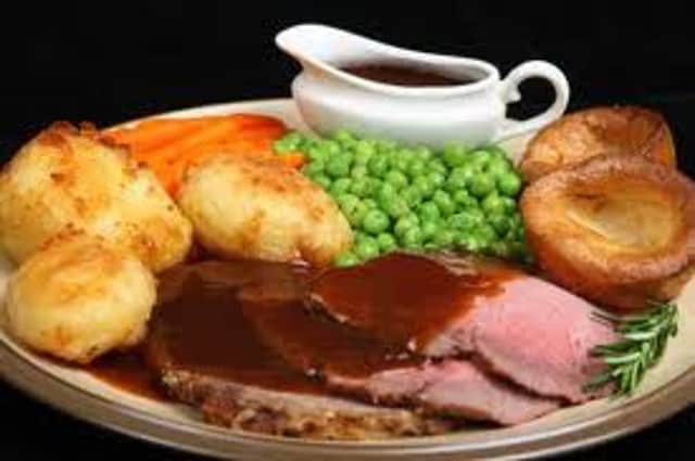 Sunday roast with beef and Yorkshire puddings