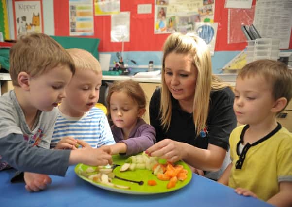 School children learning about healthy eating