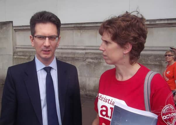 Christian Aid representative Jo Howard lobbies Wycombe MP Steve Baker