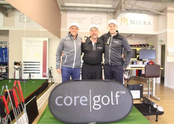 The Core Golf team - from  left Craig Lawrence, sales assistant, Ian Hutchinson, company director, and Duncan Finch, facilities manager