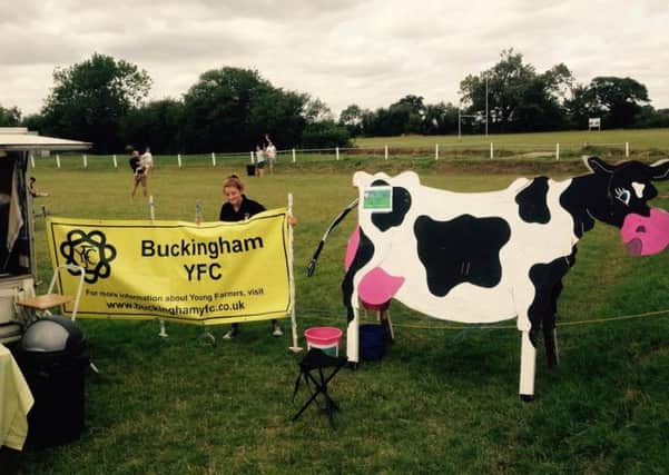Buckingham Young Farmers Club wooden cow Daisy