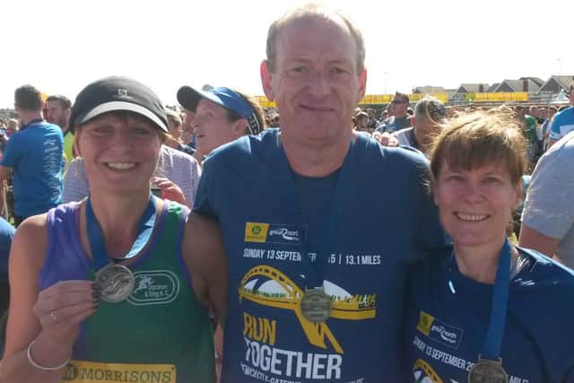 Claire Copperwhite, David Stears and Pat Hayball at the Great North Run