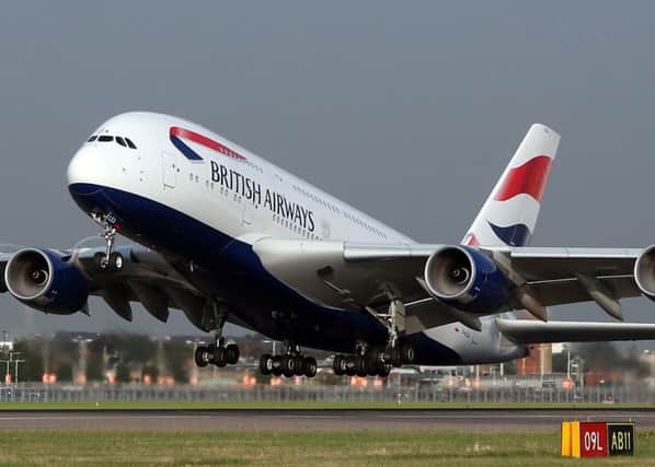 A British Airways plane leaving Heathrow Airport