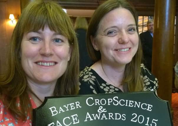 Claire Morris, left, and Debbie Berrell, right, at the Bayer Farming and Countryside Education Awards