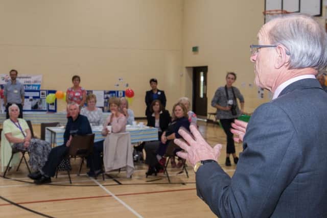 Age UK celebrates its 70th birthday, at Quarrendon Community Centre - Sir Henry Aubrey Fletcher gives a small speech