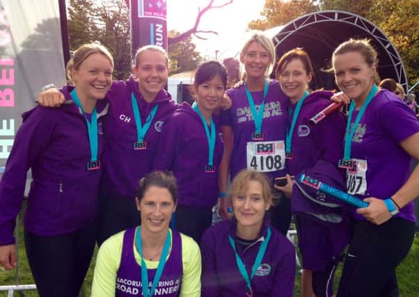 Becky Fawcett, Clare Hunt, Tina Le, Jules Robinson, Heidi Greaves, Sam Fawcett, Leah Sill and Catherine Davies competed for Dacorum & Tring AC at the inaugural Hertford Relay Run