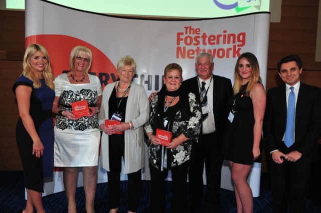 Left to right: Holly Willoughby, Janice Jinks, Linda Parrish, Juliet and Charlie Cleverdon, Young ambassador - Zoe Witherington, Patrick Cohen from Endsleigh Insurance who supported the award. Photo provided by Caroline Field