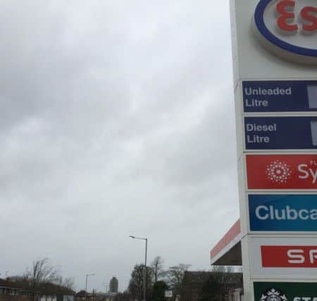 Wendover Road in Aylesbury. In the foreground the Esso petrol station, to the left, the street where the crime took place and behind the Esso petrol station (after the white Broad Leys Pub), Thames Valley Police's Aylesbury HQ