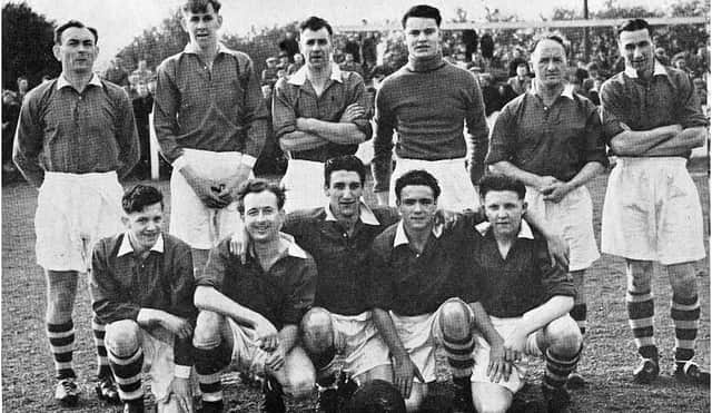 Aylesbury United's Delphian League winning team from 1954. Geoff Halward is pictured back row, second from left