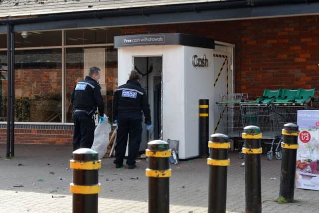 The HSBC cashpoint was raided at Waitrose, Buckingham. Police at the scene. PNL-160226-141235009