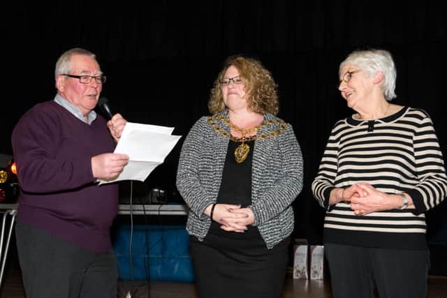 Presentation to Pam Sheppeck who founded the Aylesbury Gateway Club in 1982 for adults with learning difficulties. She is retiring in November. pictured are new club leader Paul Perowne, mayor Alison Harrison and Pam PNL-160703-213512009