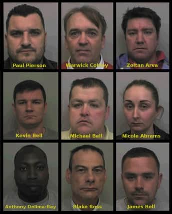 The drugs gang, with a tick list of drugs transactions amounting to Â£13 million, was sentenced to a total of 90 years in prison yesterday.