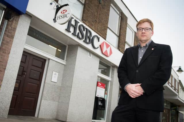 Cllr Warren Whyte outside the Buckingham branch of HSBC that wil close in June