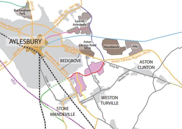 Map showing where Hampden Fields will be located in Aylesbury PNL-160216-133442001