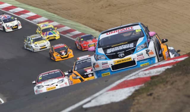 Tom Ingram leads at Brands Hatch. Pictures by Phil Laughton Photography