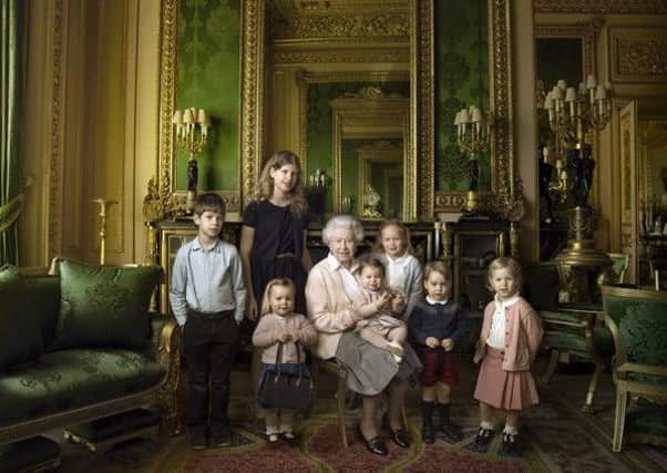 The Queen surrounded by her five great-grandchildren