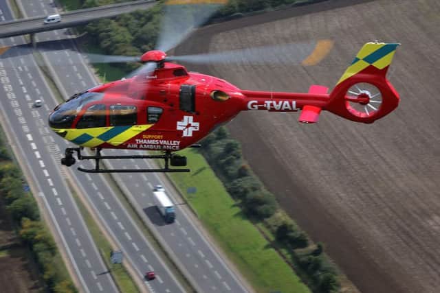 An air ambulance attended the crash scene