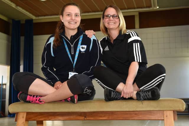 Harlequin Gym at Sir Thomas Fremantle School, Winslow. Left, Rebecca Willison, head of girls PE, STFS and right, Kim Bolton, Harlequin Gym coach. PNL-161205-124636009