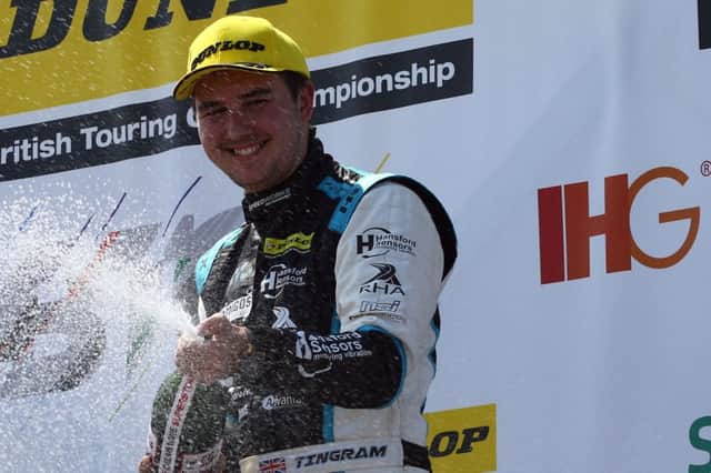 Tom Ingram sprays the champagne. Picture: Matt Sayle Photography