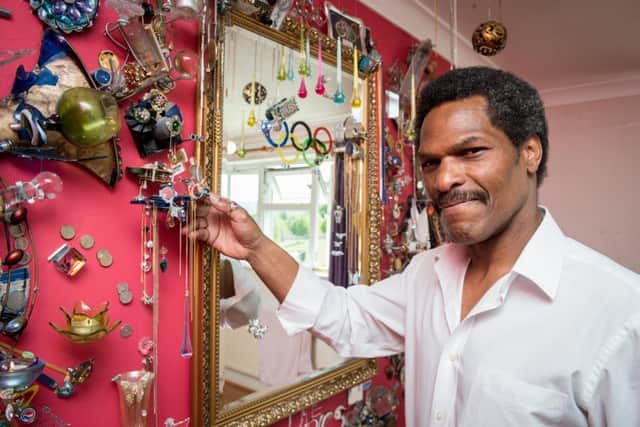 Leroy Dennis - has made an art installation to tie in with the Queen's birthday and the 2016 Olympics in his house in Halton - Unfortunately the installation is fixed to a brick wall in his house and cannot easily be moved. PNL-160516-174635009