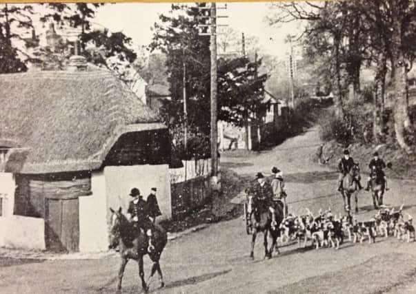 Whaddon Chase hounds travelling through Whitchurch in 1920