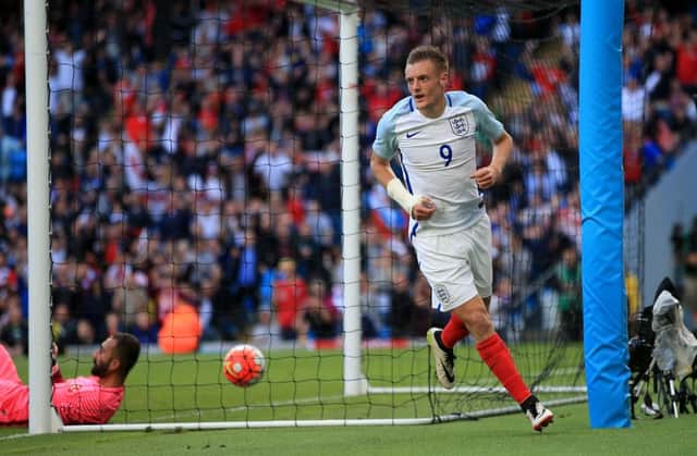England's Jamie Vardy celebrates