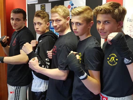 Aylesbury Boxing Club fighters. From L-R: Arek Krajinski, Tyler-Rhys Bentley, Paul Magee, Ellis Walley and Joby Wells