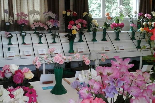 Flower exhibits at Kimble and Ellesborough Horticultural Society summer show