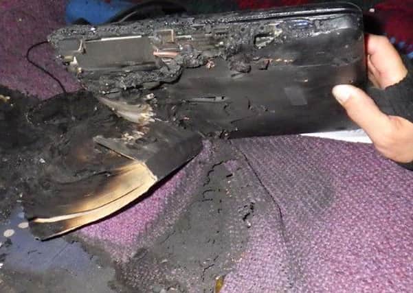 A laptop caught fire at a home in Stone on Saturday night