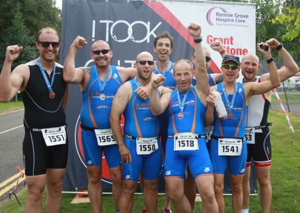 More than 130 people took part in the RAF Halton triathlon and duathlon to raise money for Rennie Grove Hospice Care. Stoke Mandeville Tri Club members who promoted the event. PNL-160508-104912001