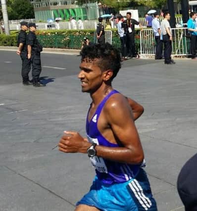 Anuradha Cooray in Beijing during the marathon last year