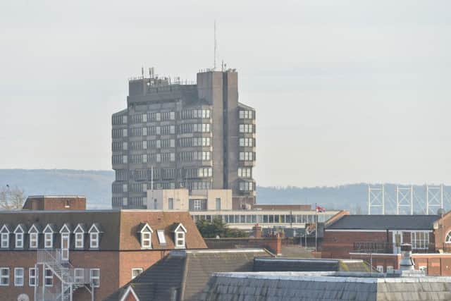 View from the roof of Fairfax House, with thanks to the Vale of Aylesbury Housing Trust. Looking across to the Bucks County Council (BCC) tower ENGPNL00120130409130358