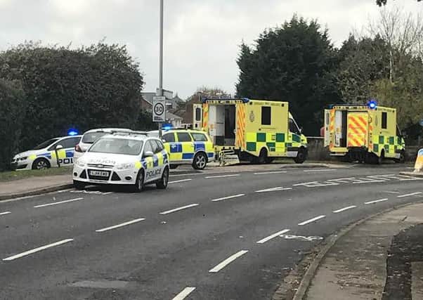 Emergency services at the scene of the crash in Stoke Mandeville