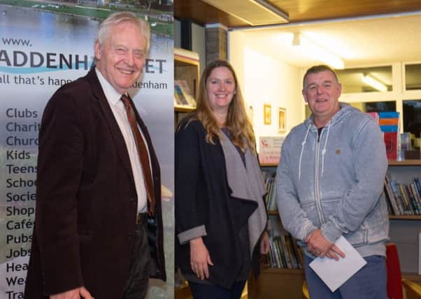 Richard Lay receives his award from Roderick Floud, Chairman of the Haddenham Village Society, and Kate Hawkins on behalf of Haddenham Garden Centre.