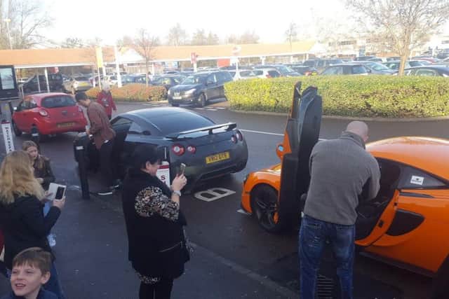 Some of the supercars attracted plenty of attention while parked at Tesco in Aylesbury