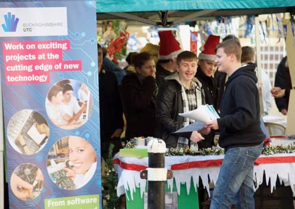 Students from Bucks UTC were among those taking part in the district council's festive market