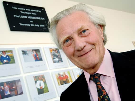Michael Heseltine has been fined 5,000 for driving without due care and attention in Northamptonshire.