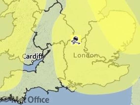 The Met Office have issued a yellow warning across the south of England