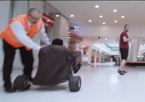The video even shows a security guard attempting to tackle one at full speed. Photo: SWNS