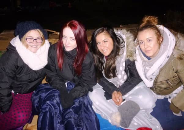 Sleepout team - from left, Keeley Boakes, Ash Fitzgerald, Sophie Cumming and Lily Horton from Grasshoppers Day Nursery in Aylesbury