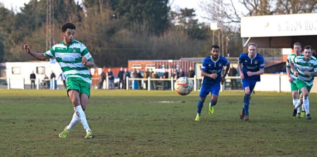 Tre Mitford scores United's second. Picture by Mike Snell