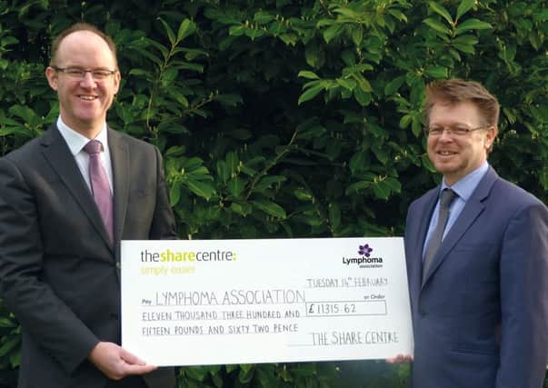 Presentation to Lymphoma Association - Richard Stone, chief executive at The Share Centre and Jonathan Pearce, chief executive of the Lymphoma Association.