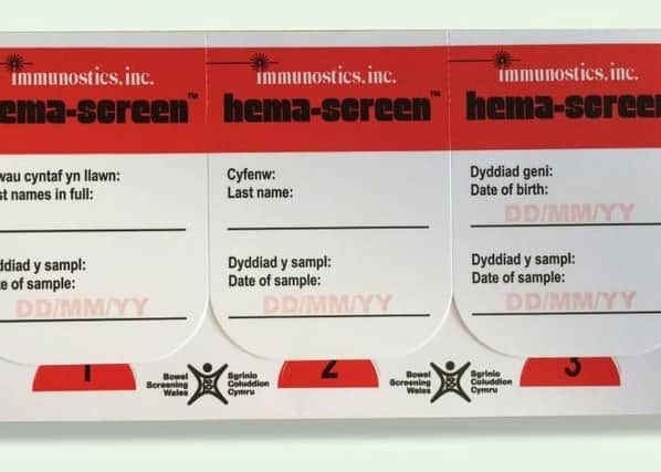 A bowel cancer screening kit