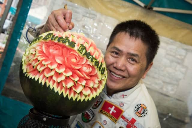 David Loh, who did melon carving demonstrations at Aylesbury market. PNL-170520-160904009