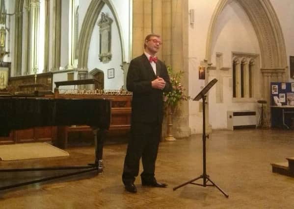 Neil Simon aka 'The Romantic Tenor' performing at a fundraising concert for Aylesbury Youth Concern